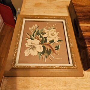 vintage floral turner framed print mid century